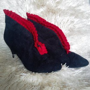 VIA PIELLA Women's black suede booties,  9US